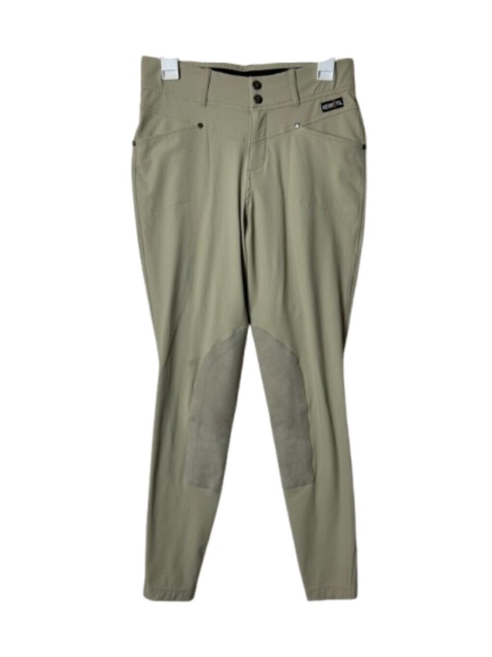Kerrits crossover Riding Pant Tan Khaki Kneepatch Breech womens M equestrian